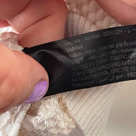 ZARA white/cream scoop neck long sleeve textured sweater - Picture 8 of 9